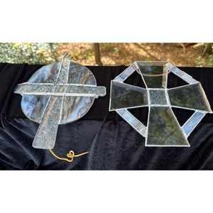 2 Stunning Stained Glass glass cross Hanging window Sun Catchers -S76